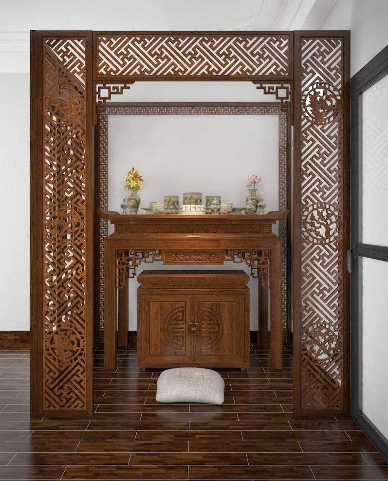 Vách ngăn phòng thờ với phòng khách